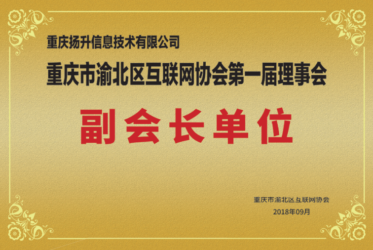 重庆市渝北区互联网协会**届理事会副会长单位
